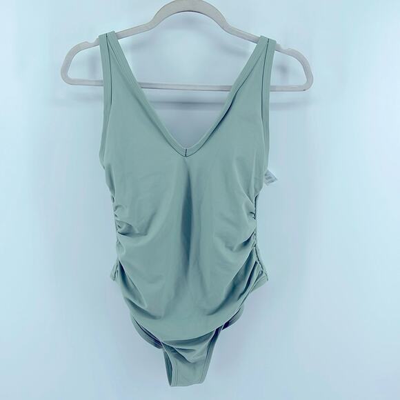 Kona Sol ruched stomach slimming one piece plus size swimsuit sz 14W - Picture 1 of 5